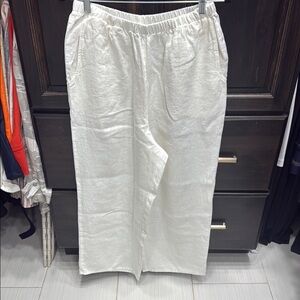 NWOT FLAX 100% Linen Flood Pants – White – Size M